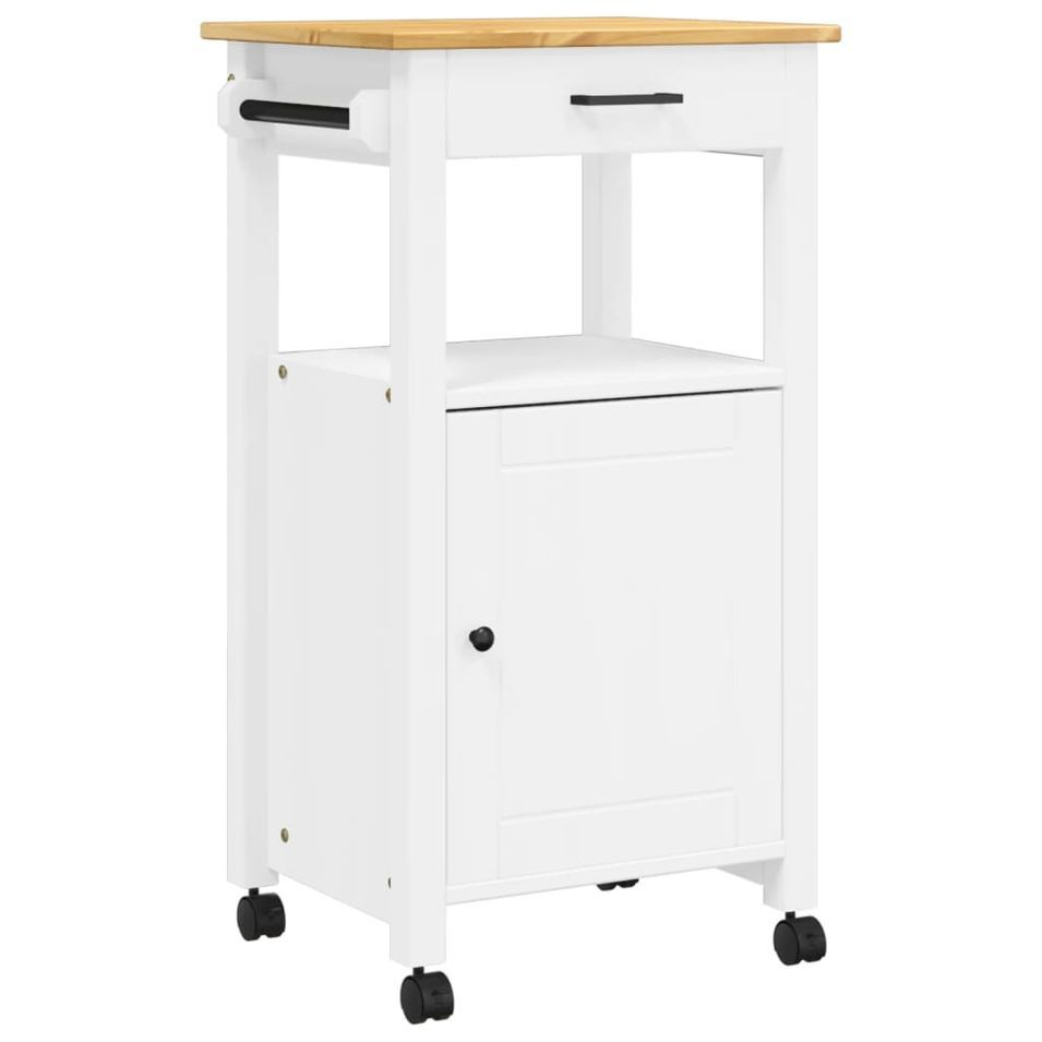 Desserte de cuisine en Pin massif Kitcha 48 cm - 1 porte et 1 tiroir - Photo n°1