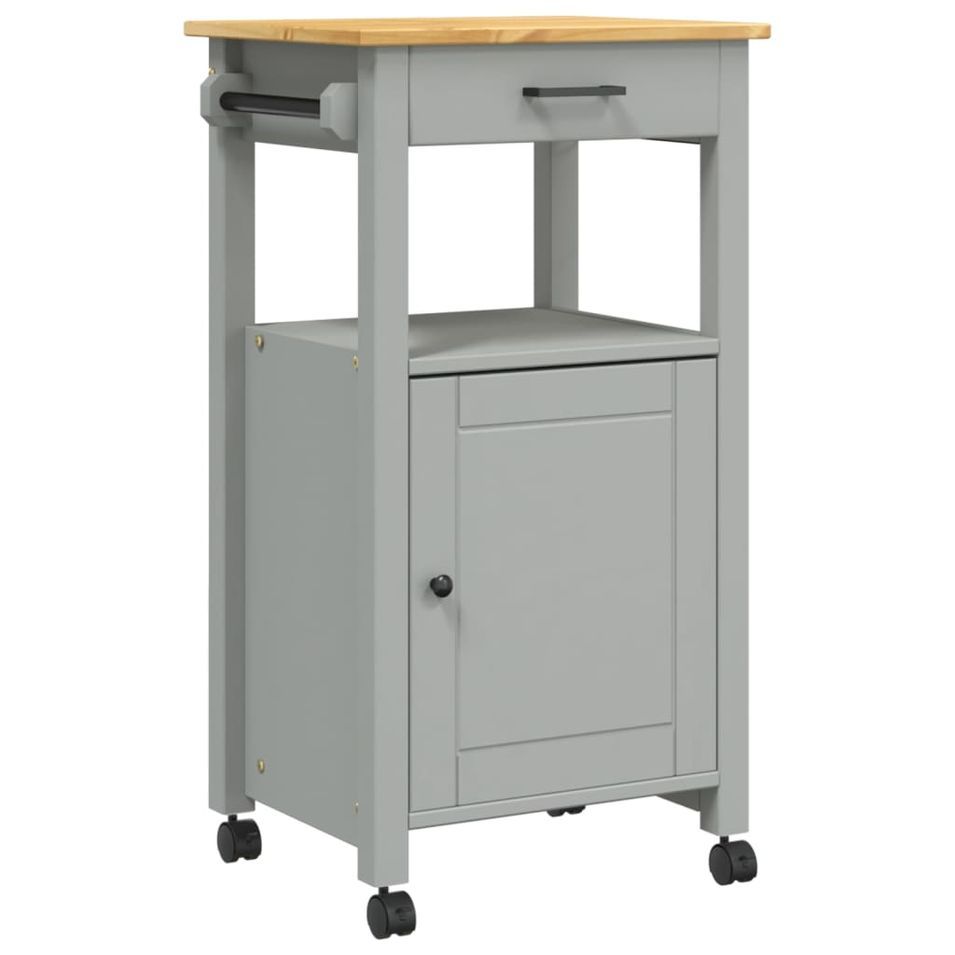 Desserte de cuisine en Pin massif Kitcha 48 cm - 1 porte et 1 tiroir - Photo n°1