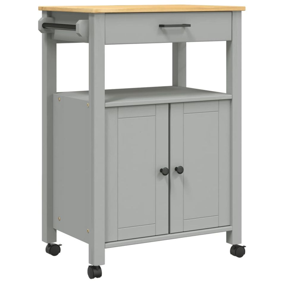 Desserte de cuisine en Pin massif Kitcha 60 cm - 2 portes et 1 tiroir - Photo n°1