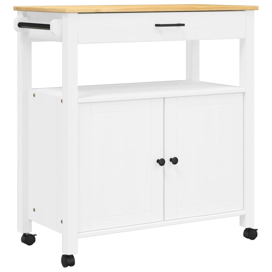 Desserte de cuisine en Pin massif Kitcha 84 cm - 2 portes et 1 tiroir - Photo n°1