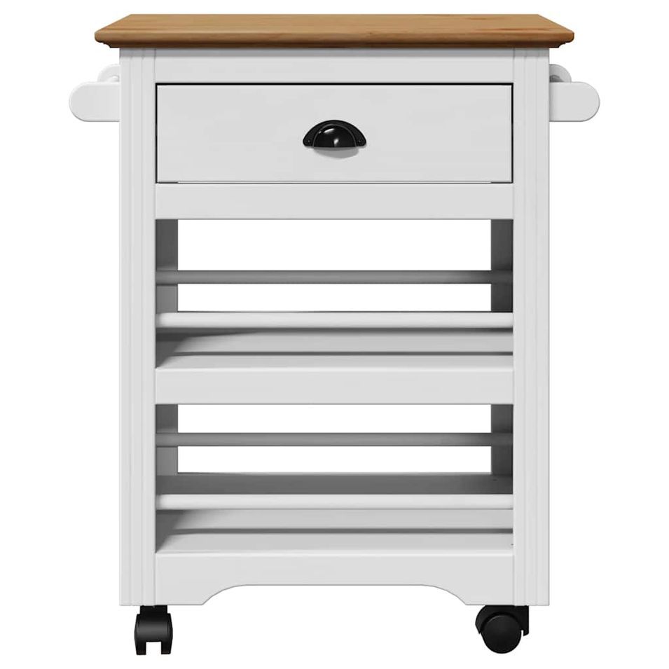 Desserte de cuisine en Pin massif Lokina 68 cm – Style rustique - Photo n°1