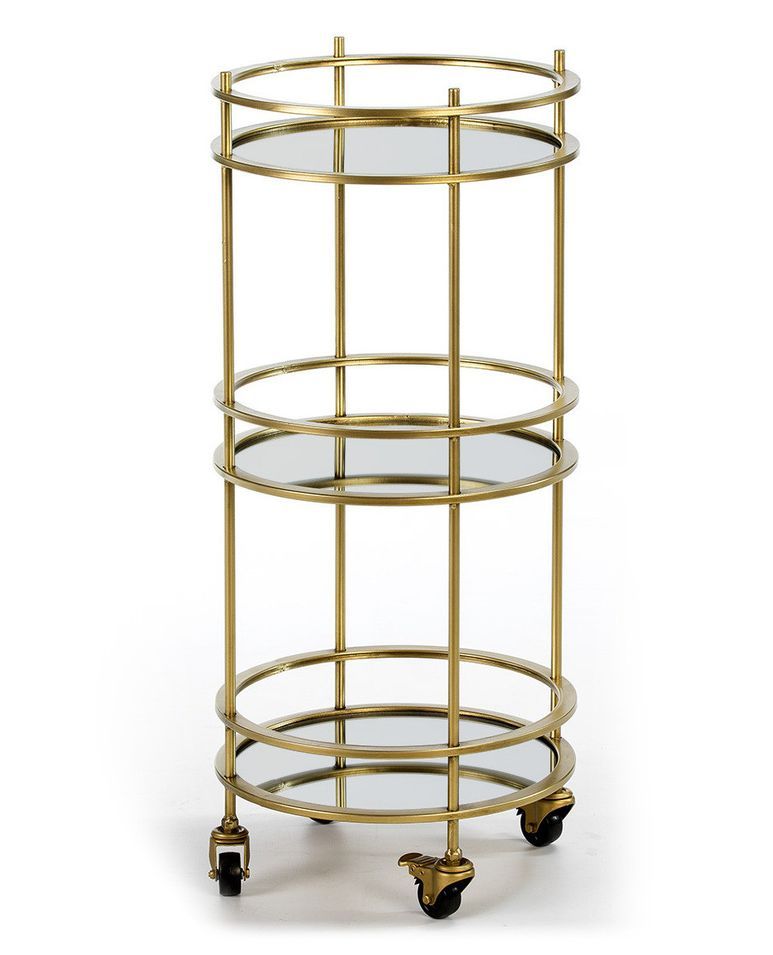 Desserte sur roulettes miroir et métal doré - Photo n°1