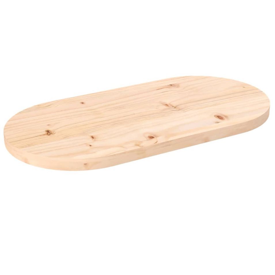Dessus de table 80x40x2,5 cm bois de pin massif ovale - Photo n°1