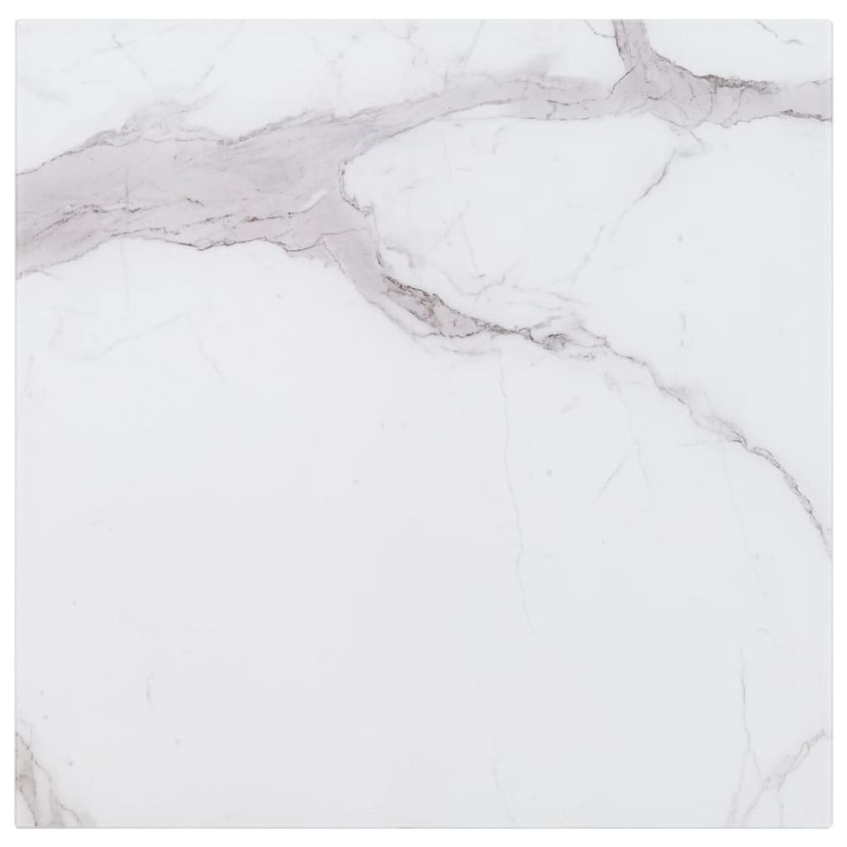 Dessus de table Blanc Carré 80x80 cm Verre et texture de marbre - Photo n°1