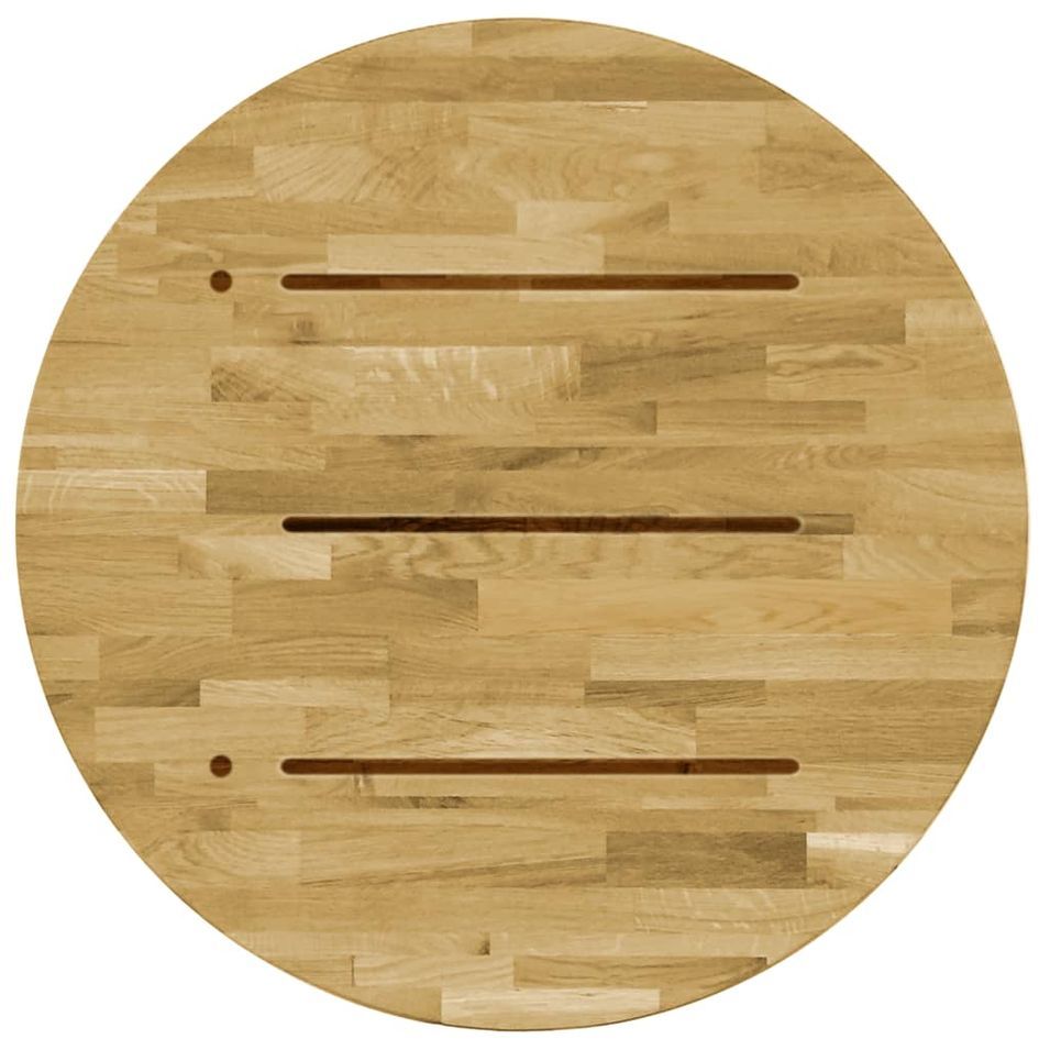 Dessus de table Bois de chêne massif Rond 23 mm 500 mm - Photo n°1