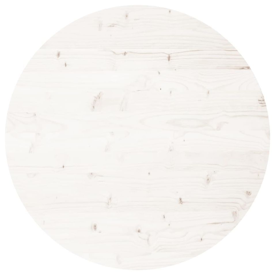 Dessus de table rond blanc Ø70x3 cm bois de pin massif - Photo n°1