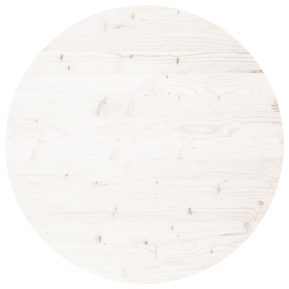 Dessus de table rond blanc Ø80x3 cm bois de pin massif - Photo n°1
