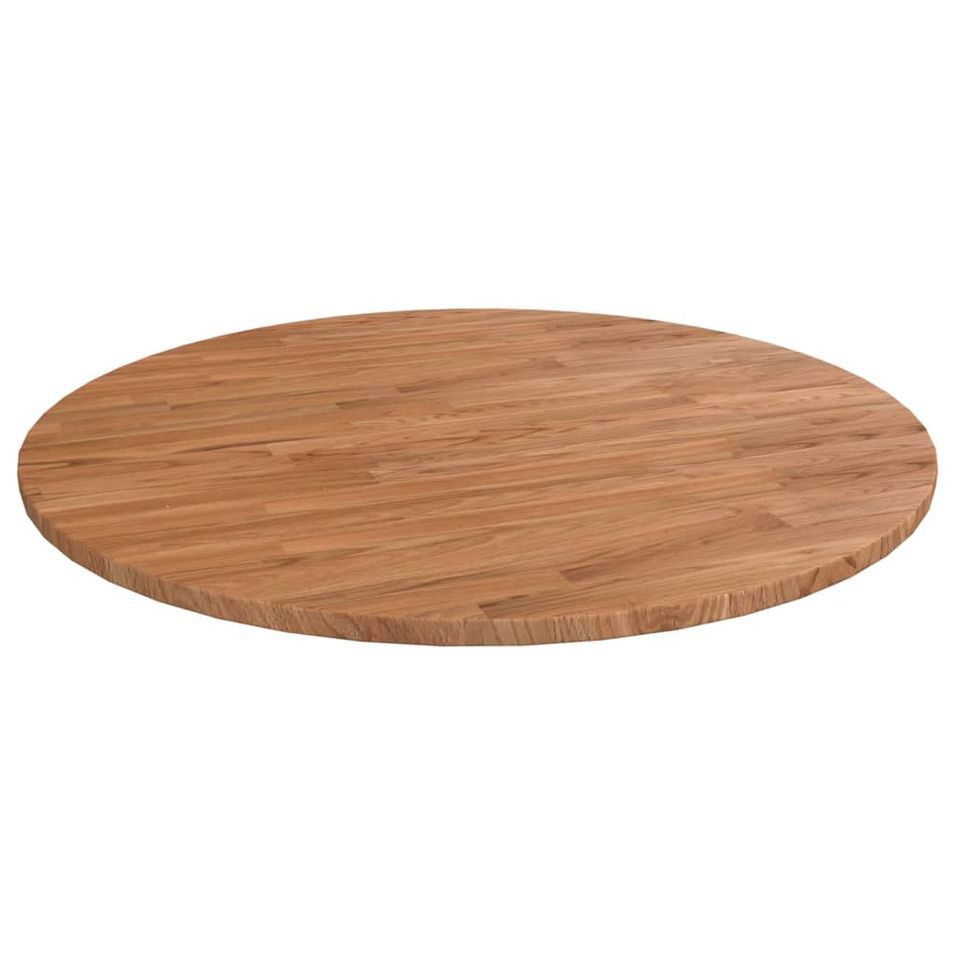 Dessus de table rond Marron clair Ø90x1,5 cm Bois chêne traité - Photo n°1