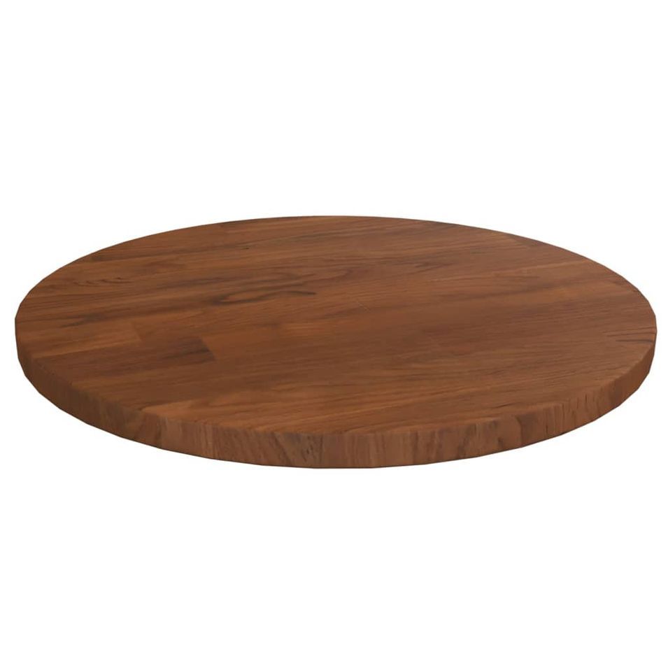 Dessus de table rond Marron foncé Ø30x1,5cm Chêne massif traité - Photo n°1