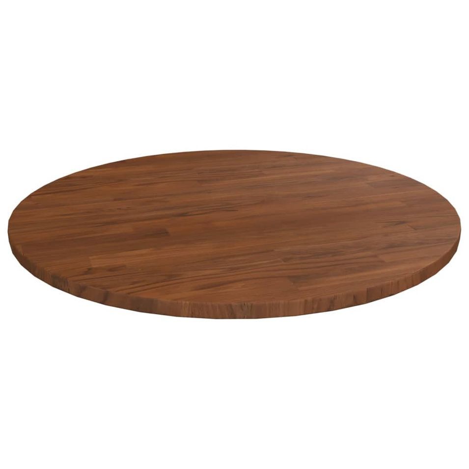 Dessus de table rond Marron foncé Ø50x1,5cm Chêne massif traité - Photo n°1