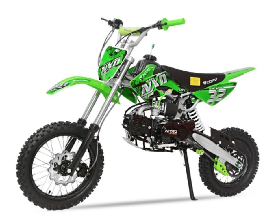 Dirt bike 125cc NXD M14 4 temps 14/12 vert mécanique 4 vitesses - Photo n°1