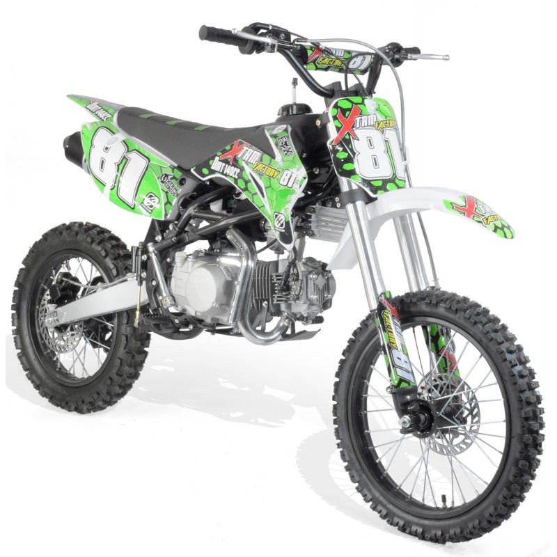 Dirt Bike 140cc Xtrm 17/14 fourche inversée vert - Photo n°1
