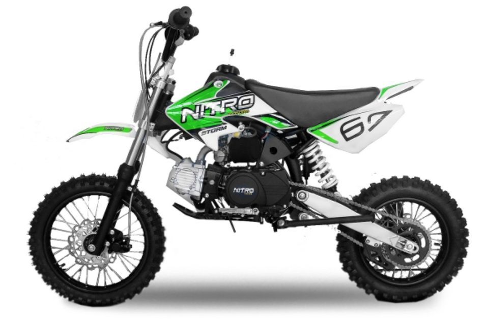 Dirt Bike Cross 110cc Tempête Kick Start 14/12 Vert - Photo n°1
