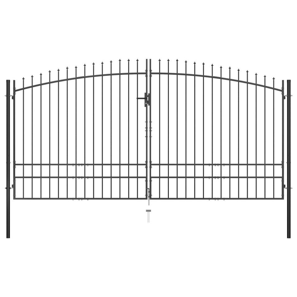 Double portail avec haut sous forme de lance 400 x 248 cm - Photo n°1