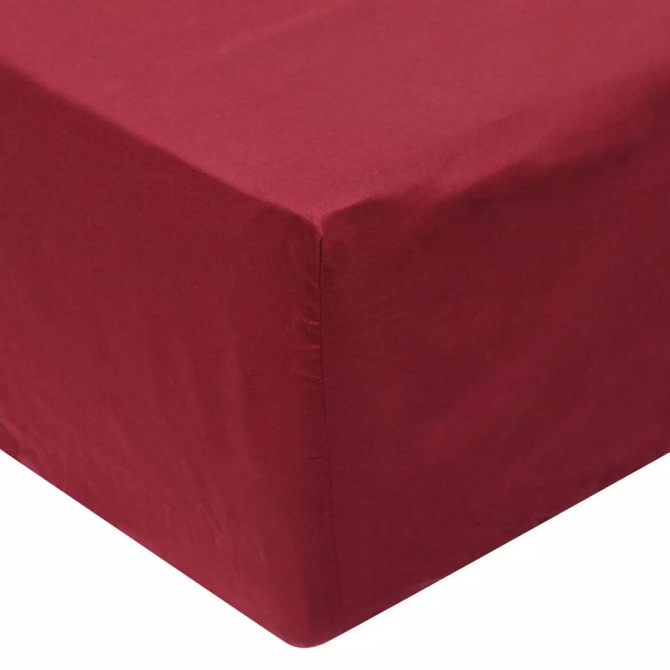 Draps de lit 2 pièces 140 x 200 cm Coton Bordeaux - Photo n°1