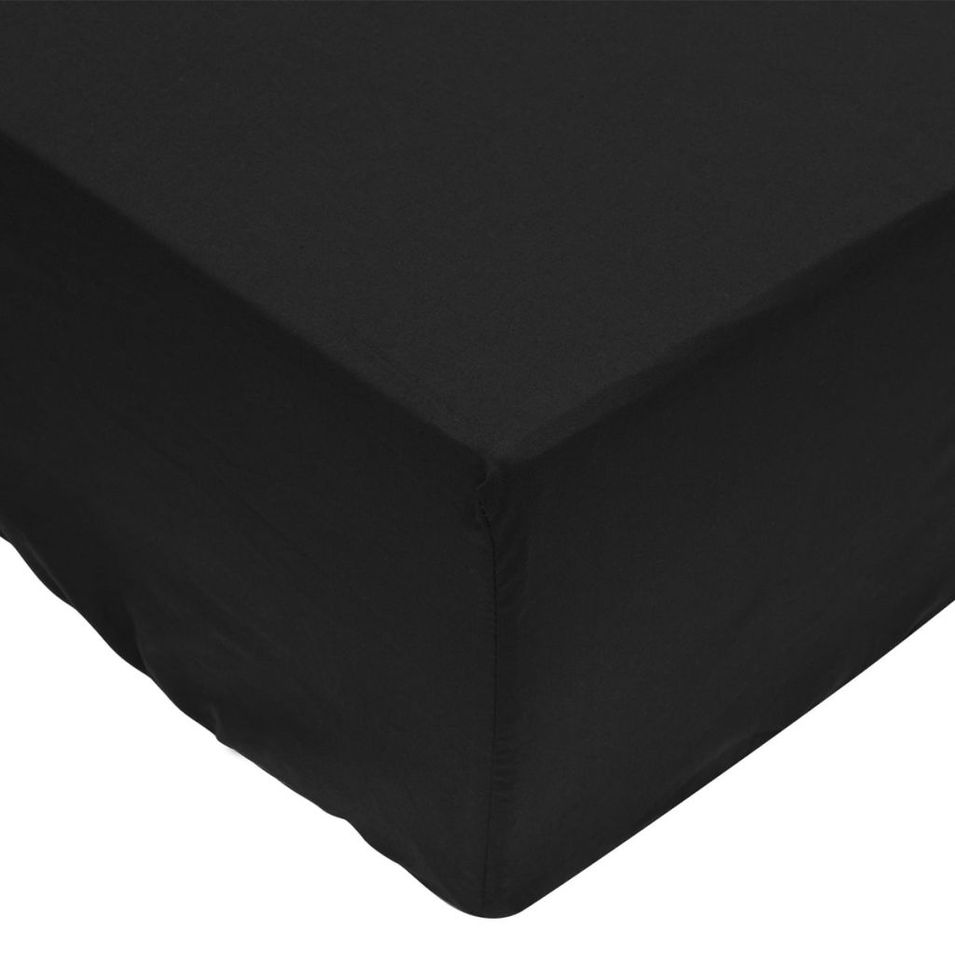 Draps de lit 2 pièces 180 x 200 cm Coton Noir - Photo n°1