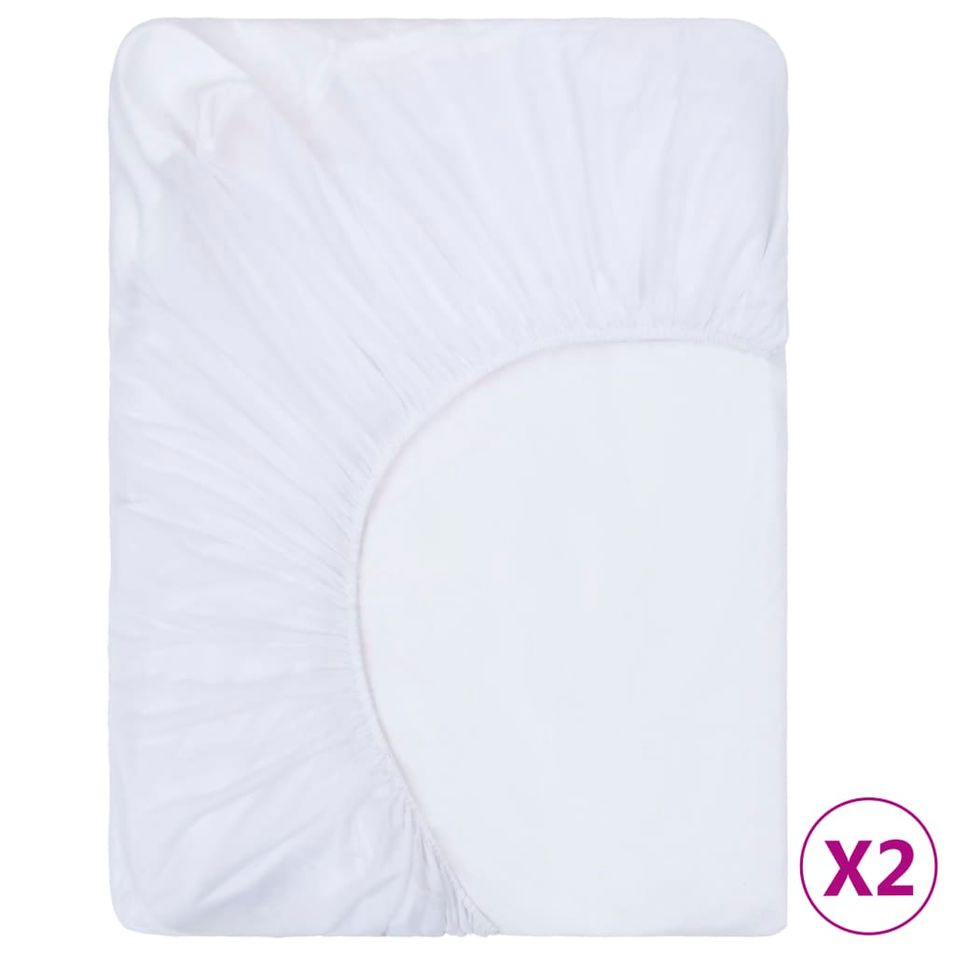 Draps-housses imperméables 2 pcs Coton 70x140 cm Blanc - Photo n°1