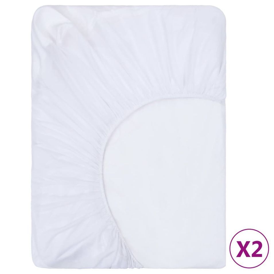 Draps-housses imperméables 2 pcs Coton 80x200 cm Blanc - Photo n°1
