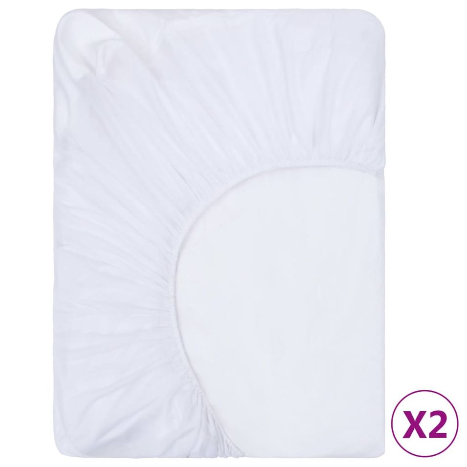 Draps-housses imperméables 2 pcs Coton 90x200 cm Blanc - Photo n°1