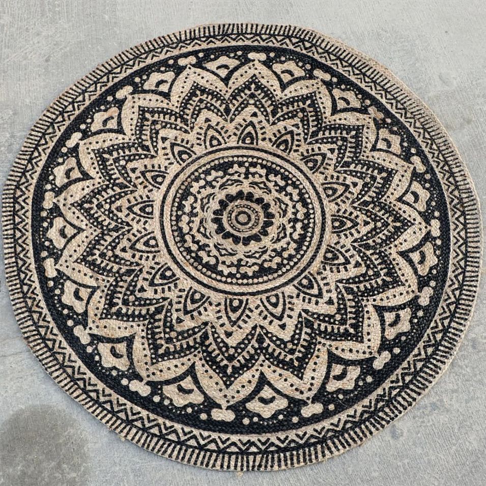 Dutch Lifestyle Tapis Jaipur Classic 150 cm Rond Beige et noir - Photo n°1