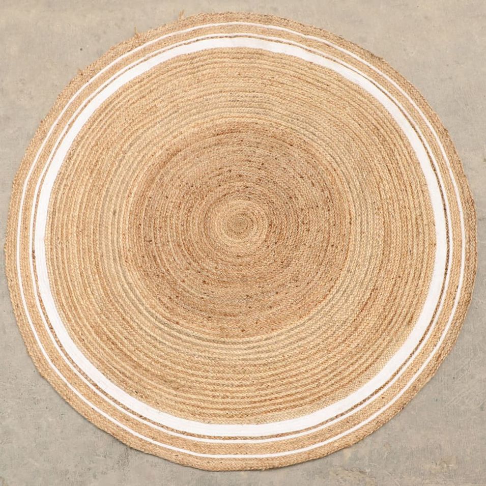 Dutch Lifestyle Tapis Jaipur Classic 150 cm Rond Naturel et crème - Photo n°1