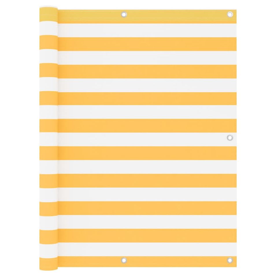 Écran de balcon Blanc et jaune 120x600 cm Tissu Oxford - Photo n°1