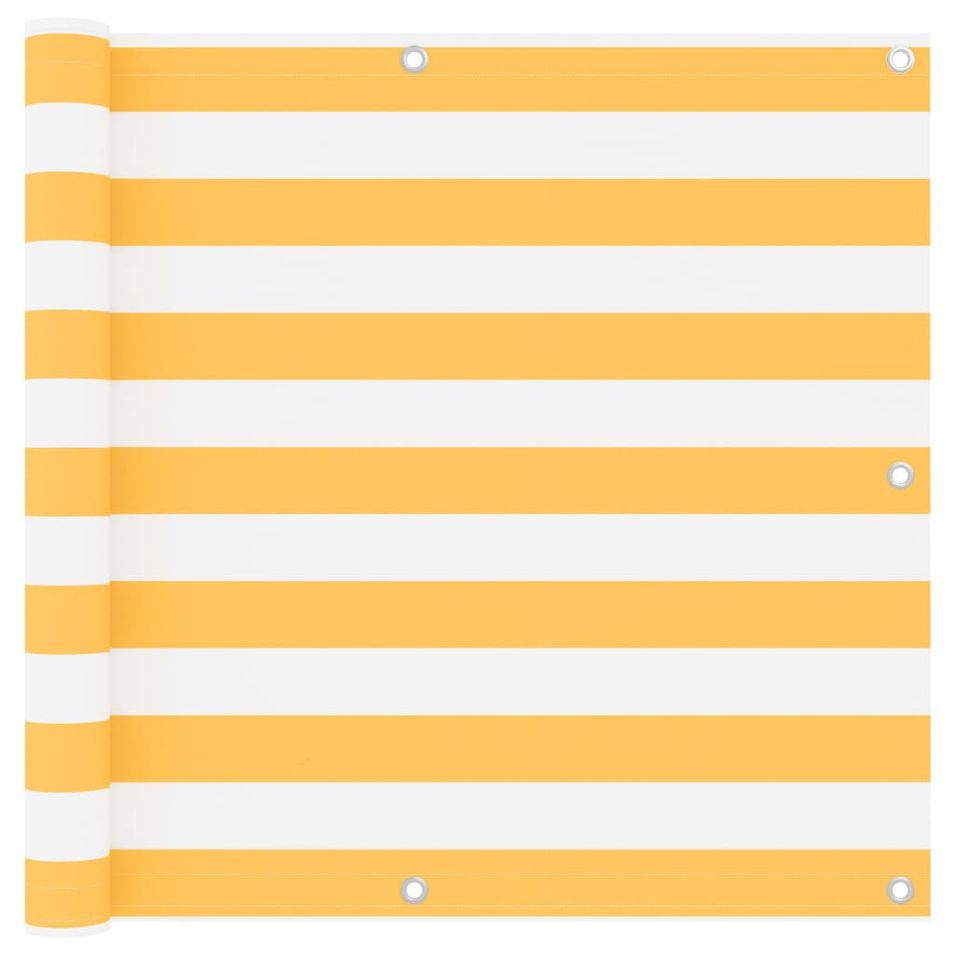Écran de balcon Blanc et jaune 90x300 cm Tissu Oxford - Photo n°1