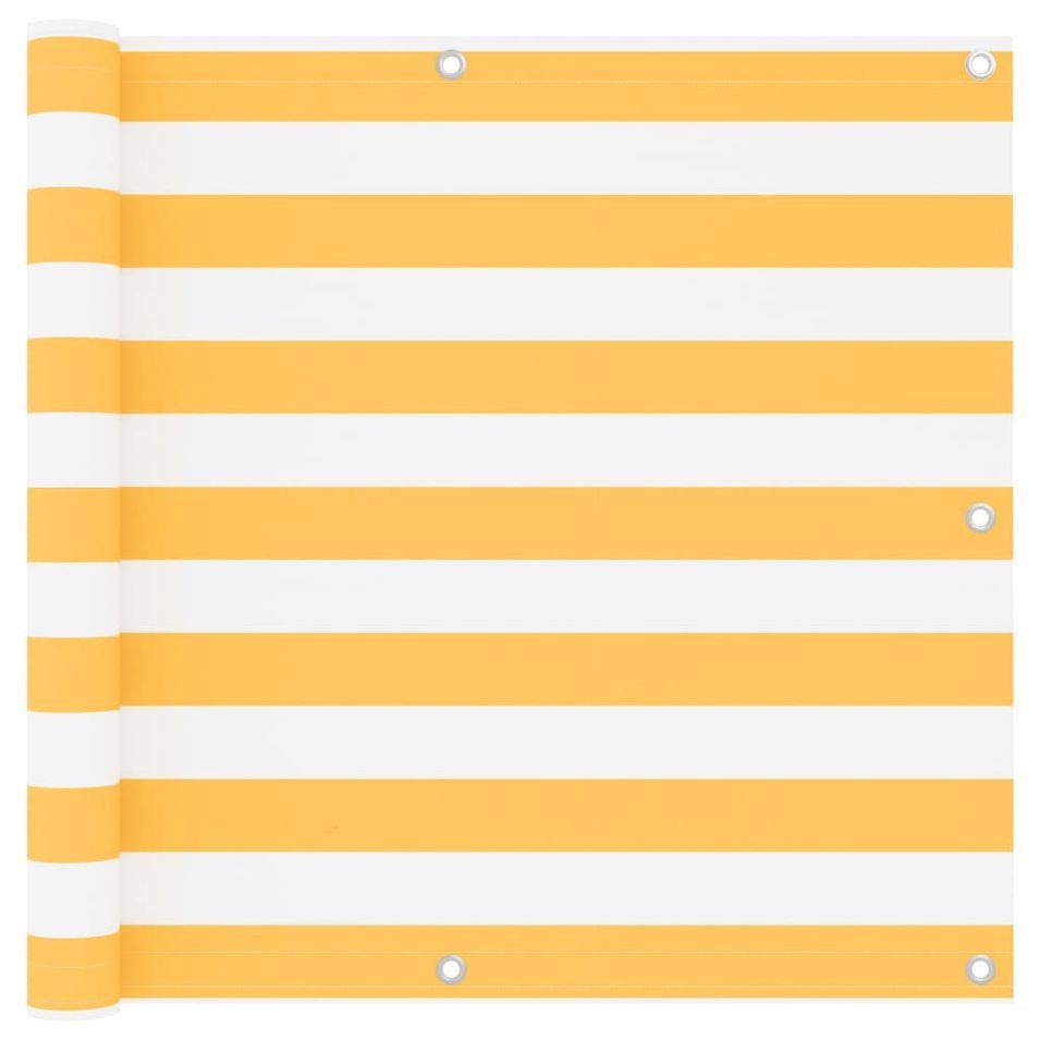 Écran de balcon Blanc et jaune 90x600 cm Tissu Oxford - Photo n°1