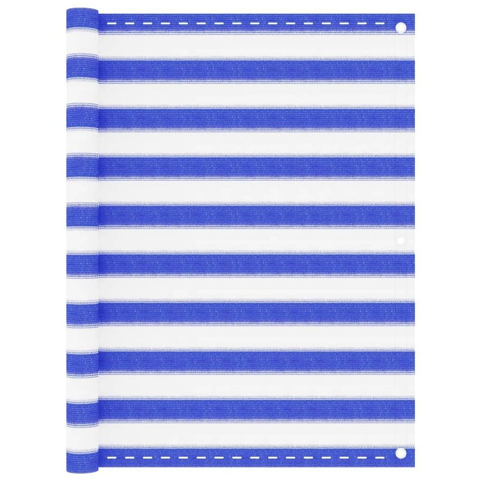 Écran de balcon Bleu et blanc 120x500 cm PEHD - Photo n°1