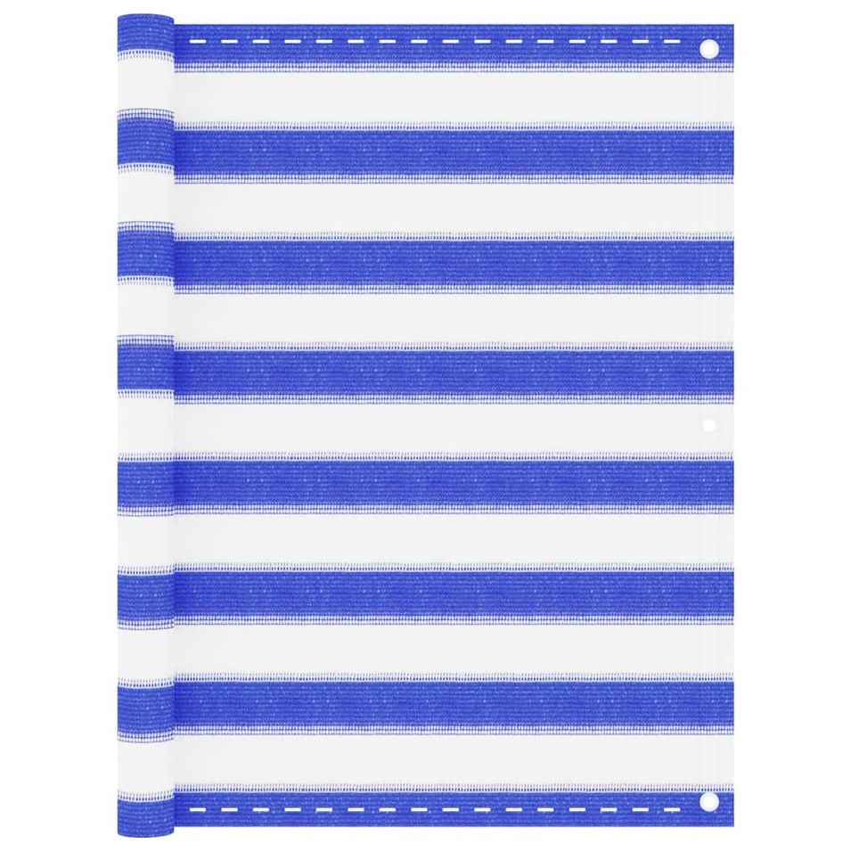 Écran de balcon Bleu et blanc 90x500 cm PEHD - Photo n°1