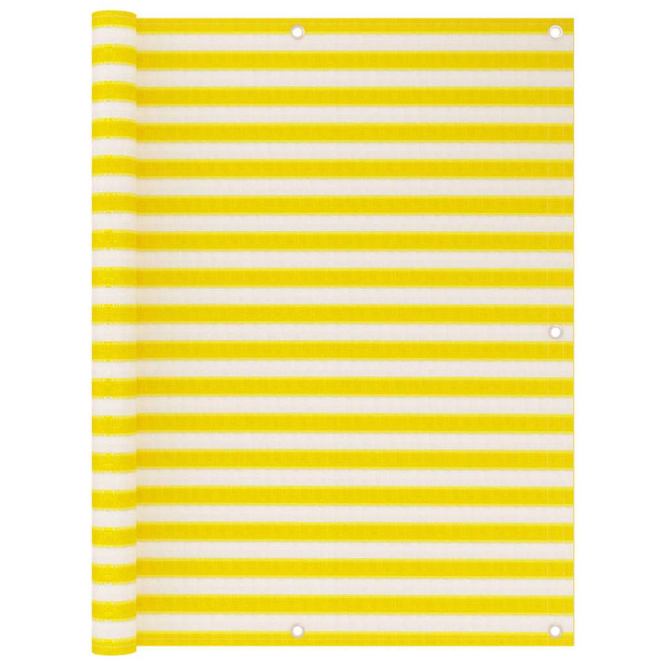Écran de balcon Jaune et blanc 120x600 cm PEHD - Photo n°1