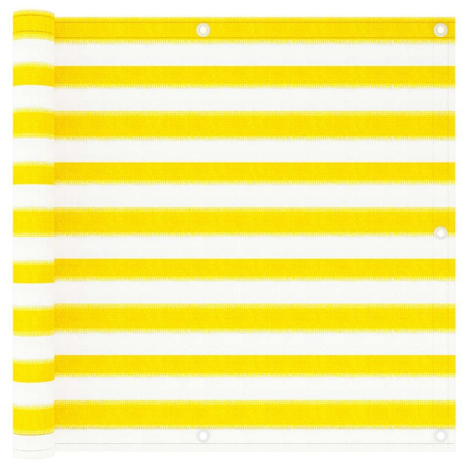 Écran de balcon Jaune et blanc 90x300 cm PEHD - Photo n°1