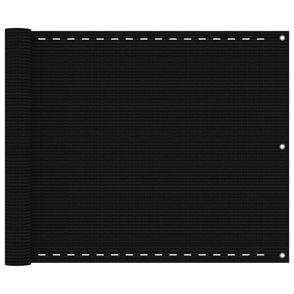 Écran de balcon Noir 75x300 cm PEHD - Photo n°1