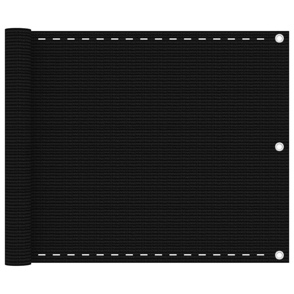 Écran de balcon Noir 75x600 cm PEHD - Photo n°1