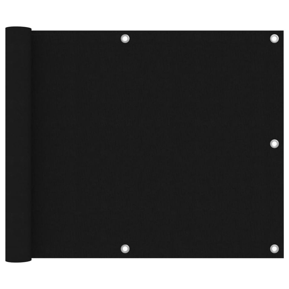 Écran de balcon Noir 75x600 cm Tissu Oxford - Photo n°1