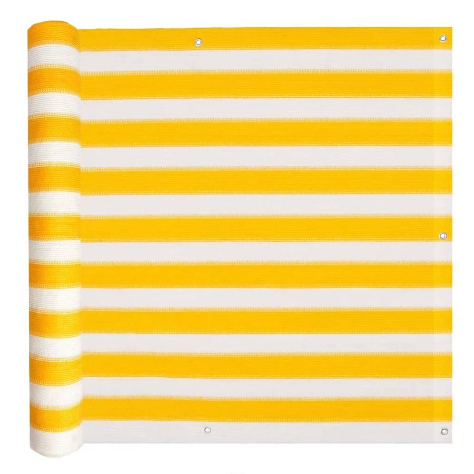 Écran de balcon PEHD 75 x 400 cm Jaune et blanc - Photo n°1