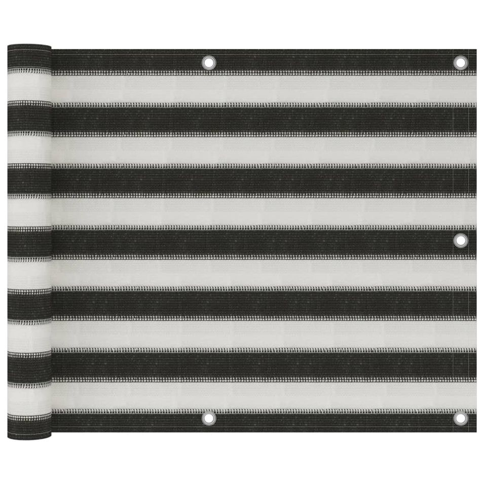 Écran de balcon PEHD 75x500 cm Anthracite et blanc - Photo n°1