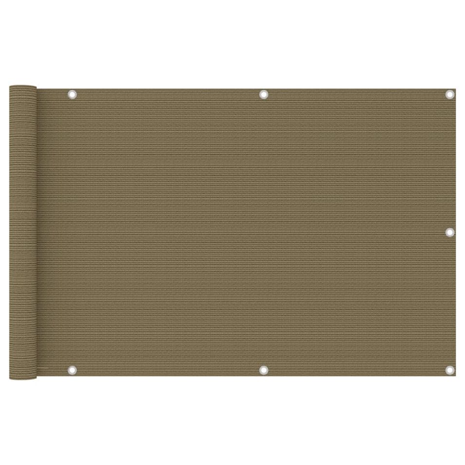 Écran de balcon Taupe 90x500 cm PEHD - Photo n°1