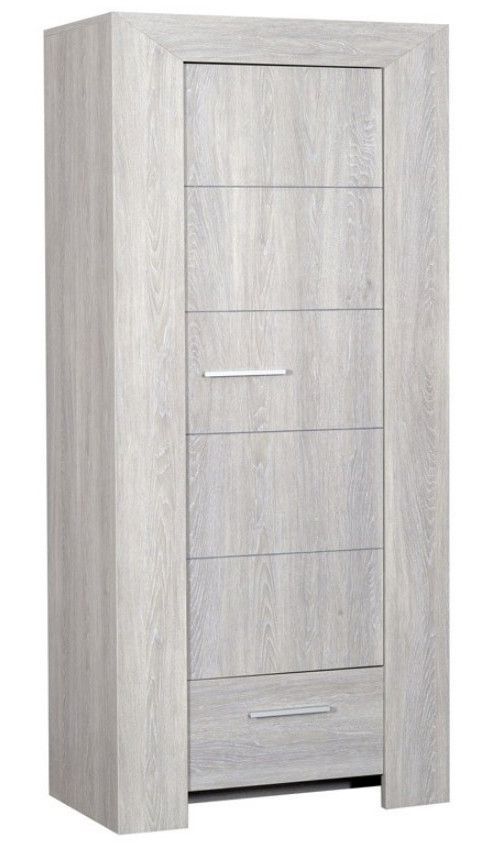 Elément de rangement 1 porte 1 tiroir bois de chêne gris Maeva - Photo n°1