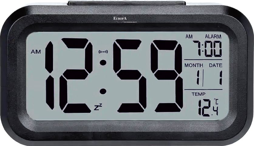 Elite Sveglia Digitale Con Luce Led Automatica (sensore Crepuscolare) - Nero - Digital Alarm Clock With Automatic Led Light (twilight Sensor) - Black DV201_B - Photo n°1