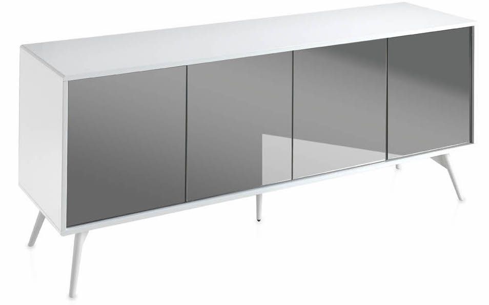 Enfilade laquée blanc et verre miroir teinté gris Cloza - Photo n°1