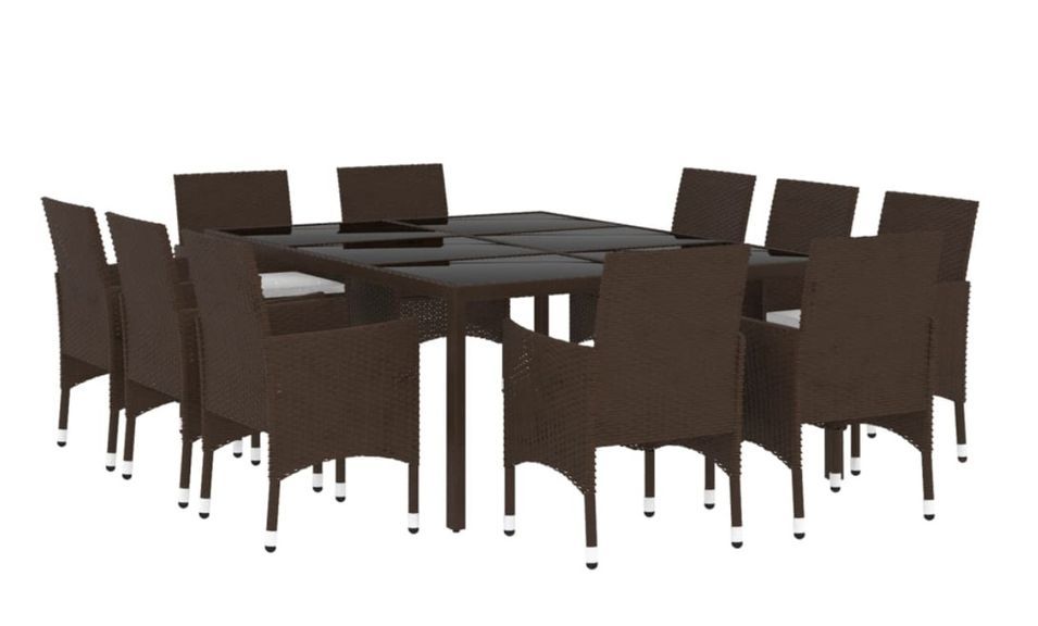 Ensemble à dîner de jardin 11 pcs Résine tressée Marron 2 - Photo n°1