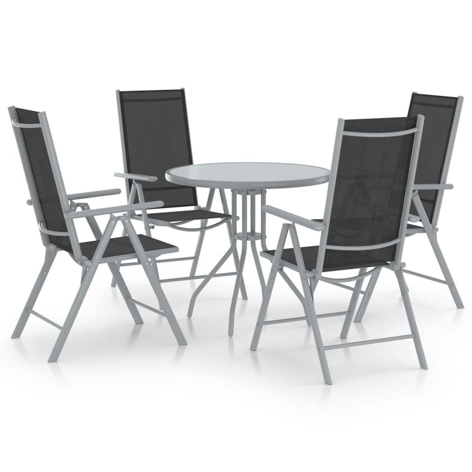 Ensemble à dîner de jardin 5 pcs Aluminium et textilène Argenté - Photo n°1