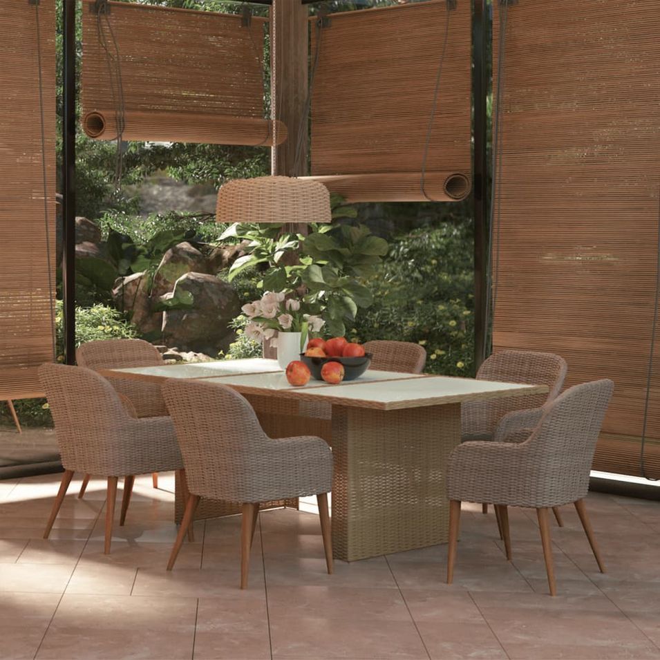 Ensemble à dîner de jardin 7 pcs Résine tressée Marron 4 - Photo n°1