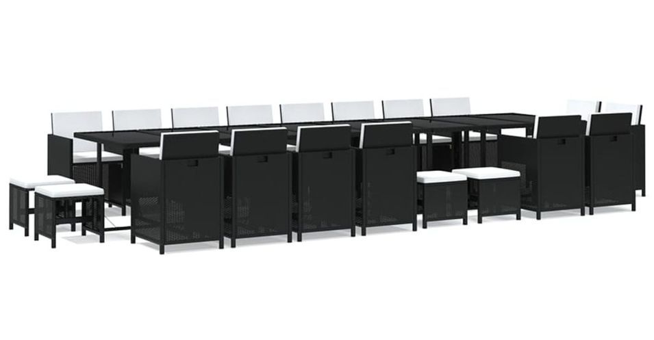 Ensemble à dîner de jardin coussins 21 pcs Noir Résine tressée - Photo n°1