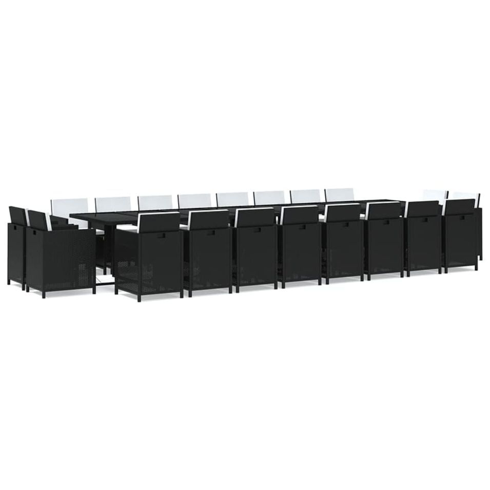 Ensemble à dîner de jardin coussins 21 pcs Noir Résine tressée 2 - Photo n°1