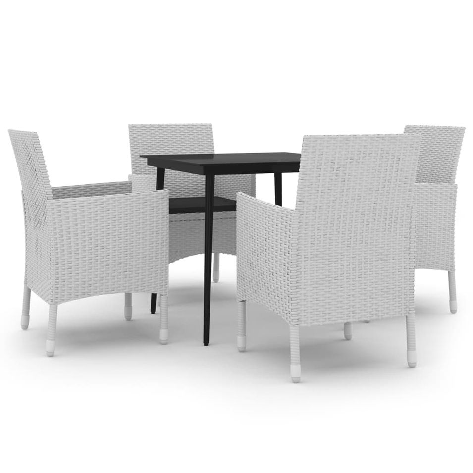 Ensemble à dîner de jardin coussins 5 pcs Résine tressée Verre - Photo n°1