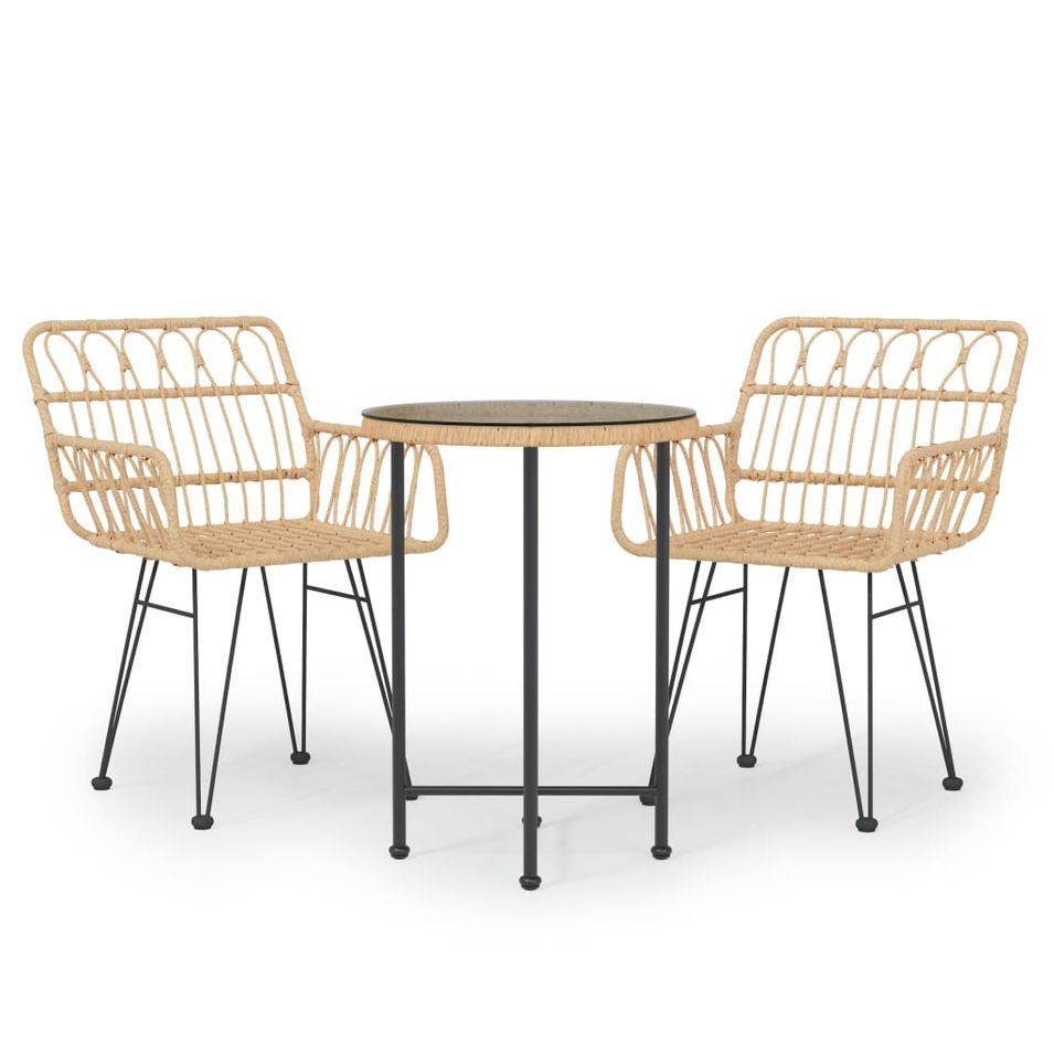 Ensemble à manger de jardin 3 pcs Résine tressée - Photo n°1