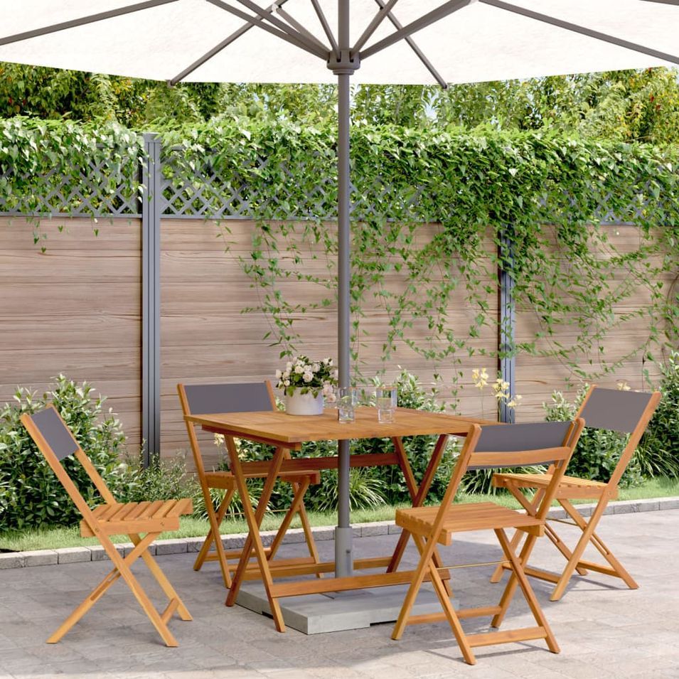 Ensemble à manger de jardin 5 pcs anthracite tissu bois massif - Photo n°1