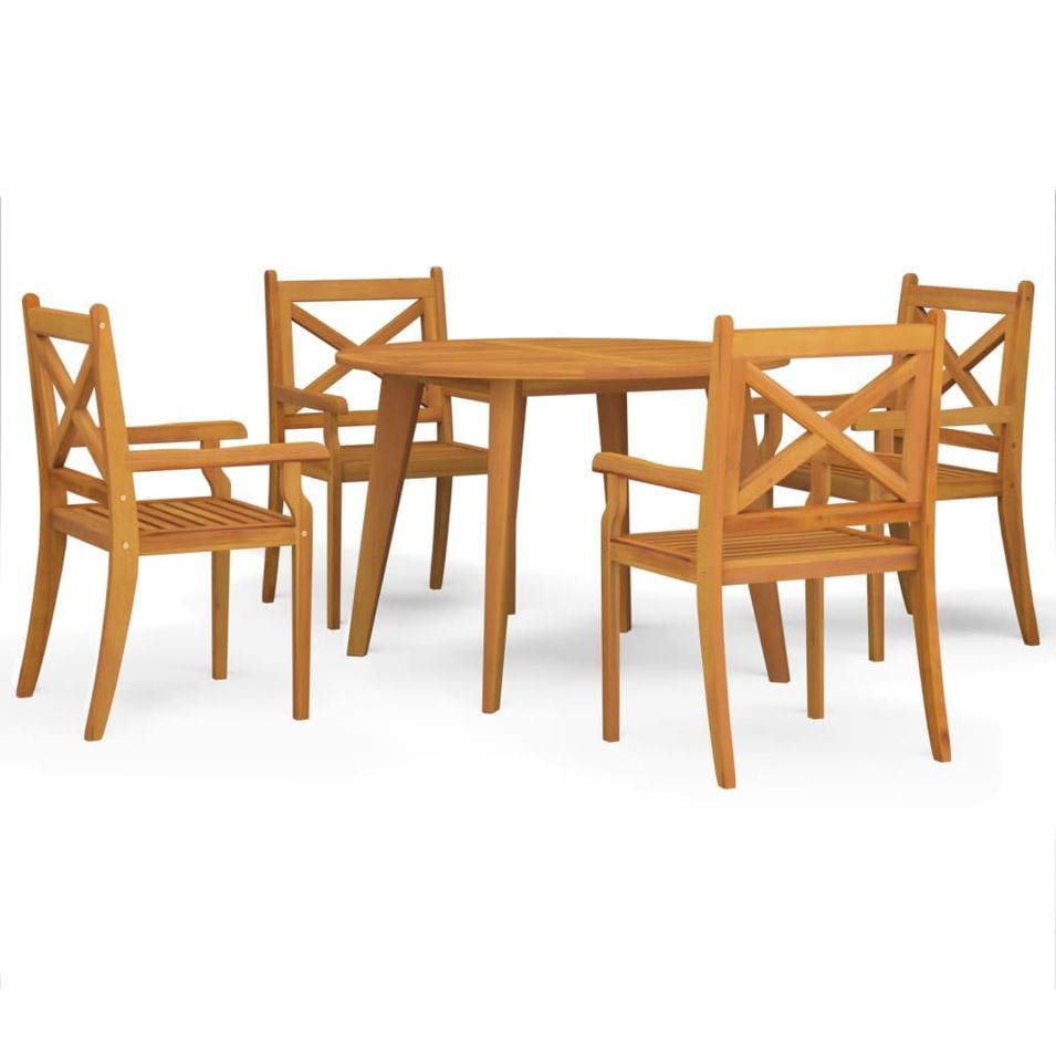 Ensemble à manger de jardin 5 pcs Bois d'acacia solide - Photo n°1